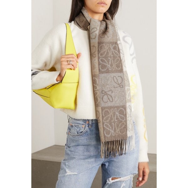 프린지 인타르시아 울 캐시미어 혼방 스카프 베이지 30049528927116866