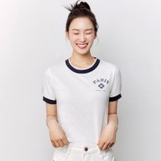 [장희령착용] 컬러 블록 마리 로고 티셔츠(MOEBTS02MWH)