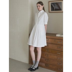 24SS Collar puff sleeve shirt dress_Ivory