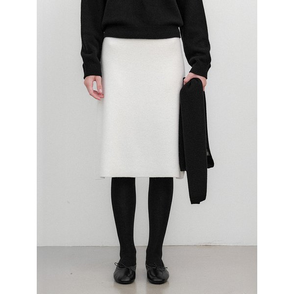 Cashmere Soft Midi Skirt (Ivory)