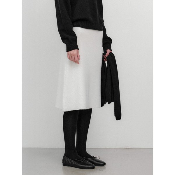 Cashmere Soft Midi Skirt (Ivory)