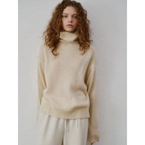 Kid mohair turtle neck knit (Camel)