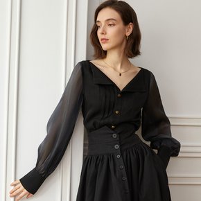 YY_Banquet lapel lantern blouse