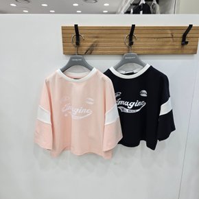여아 소매 배색  크롭  티셔츠   2425T171_SH