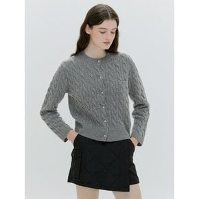 GOLD BUTTON CASHMERE CABLE CARDIGAN [IVORY][GRAY]