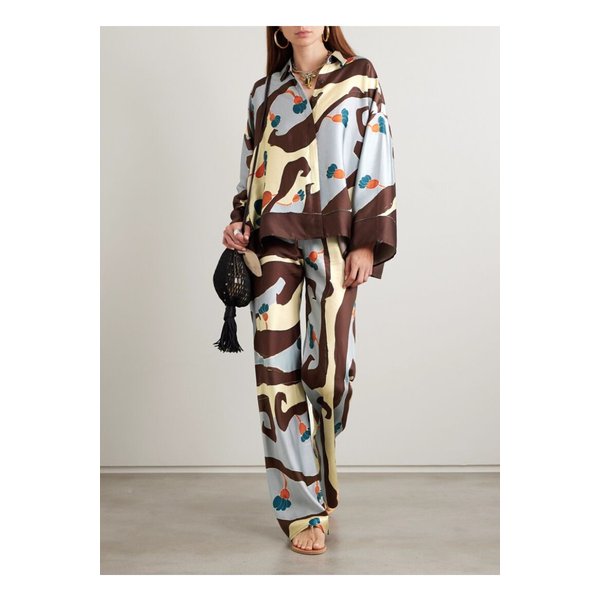 페이스풀 카리스 프린트 새틴 와이드 팬츠 초콜릿 46376663162870877