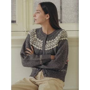 Snowflake jacquard cardigan_Gray