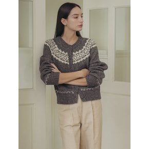 Snowflake jacquard cardigan_Gray