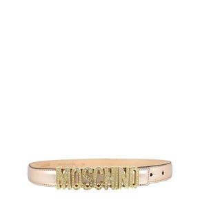 4679762 Moschino Crystal Embellished Logo Lettering Belt 78722638