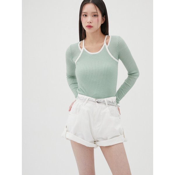 배색 라인 트임 포인트 니트 AQ1KH341