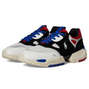 폴로 랄프로렌 스웨이드 레더 Mesh-Polo Jgr Pp-Sneakers-Low 탑 레이스 - 블랙Sapphire Star/Rl