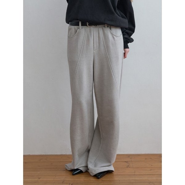 Panel Line Sweat Pants Light Grey