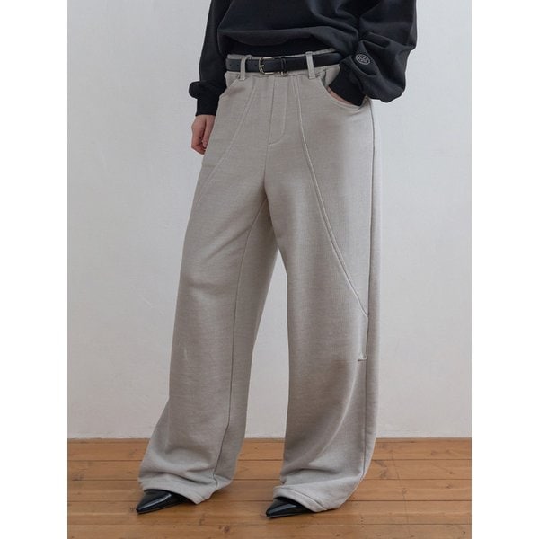 Panel Line Sweat Pants Light Grey