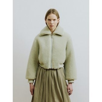 몰리올리 GEGE Aviator Short Faux Fur Jumper [Green haze]