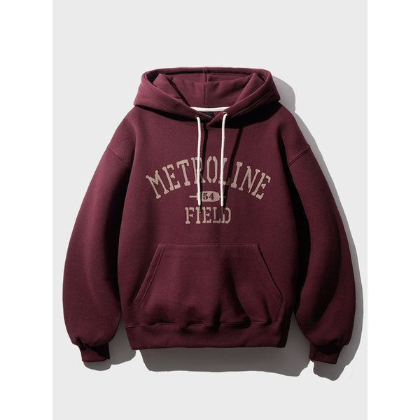 뉴웨이브 메트로라인 기모 후드 버건디 YKHD1495
