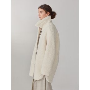 MOUTON Faux-Shearing Reversible MIDDLE Mustang Coat_Ecru Ivory