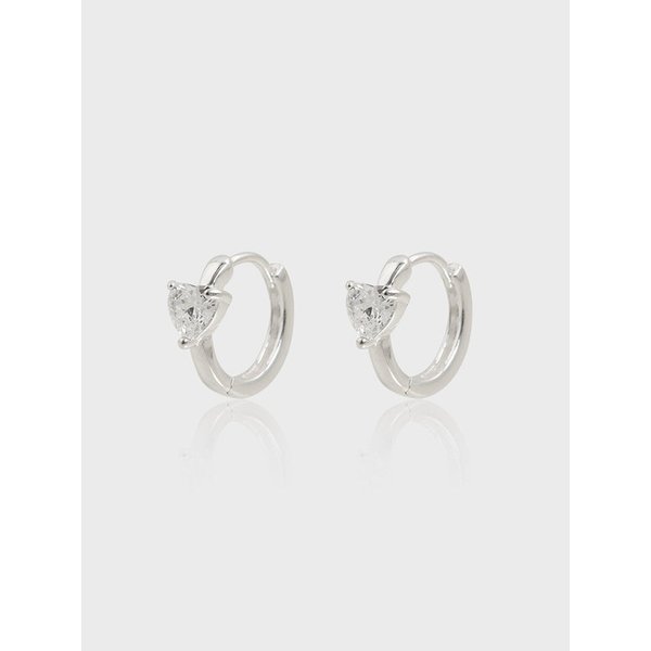 [W컨셉단독][Silver925] HTY037 Heart cubic one touch earrings