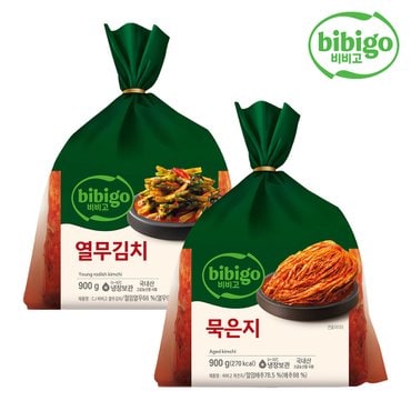 CJ제일제당 [CJ직배송] 비비고 김치 캠핑 필수템(묵은지/열무김치 900G) 각 1개씩 총2개