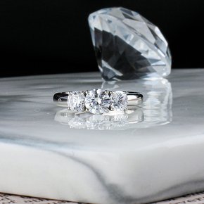 5부 1캐럿 랩 그로운 다이아몬드 트리플 반지 IGI GIA 쓰리 스톤 결혼 기념일 생일 선물 예물