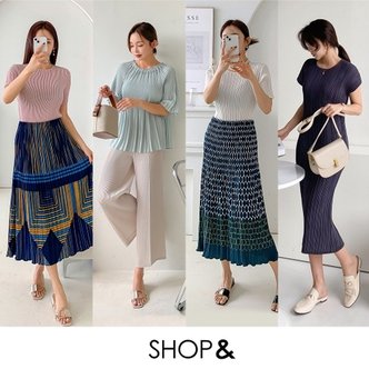 샵앤SHOP [샵앤] [무료배송]여름 여성 플리츠 상품 주름 치마 바지 원피스 티셔츠 균일가