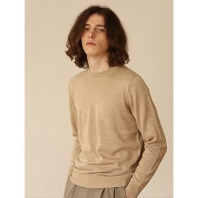 Wool soft round neck knit (Beige)