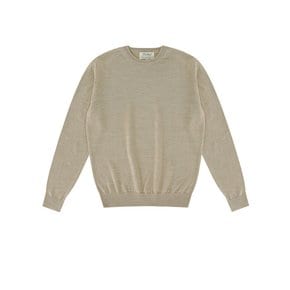 Wool soft round neck knit (Beige)