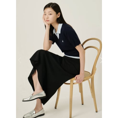 빈폴레이디스 레이어드 티칼라 반소매 풀오버 - 네이비 BF5751C04R
