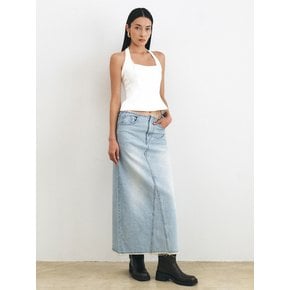 LOW-RISE EMBROIDERY DENIM SKIRT [LIGHT BLUE]