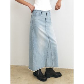 LOW-RISE EMBROIDERY DENIM SKIRT [LIGHT BLUE]