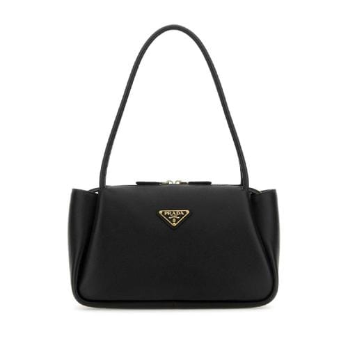 PRADA  Black leather medium handbag BLACK