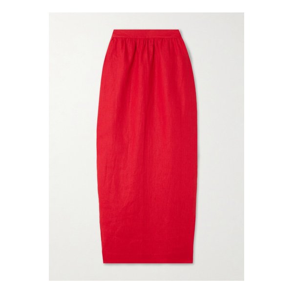 포세 보니 개더 리넨 미디 스커트 레드 1647597359660890