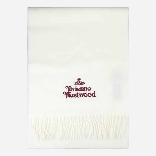 [시흥점] [비비안 웨스트우드]5F 81030007 W00Q7 A401 자수 로고 머플러 화이트
