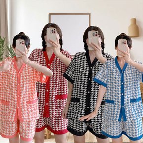 패턴 홈웨어 잠옷 체크 파자마 셋업 SIS-823