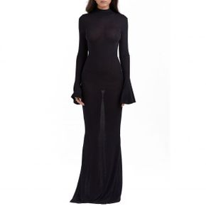 4390839 HOUSE OF CB Sancha Open Back Long Sleeve Semisheer Body-Con Maxi Dress