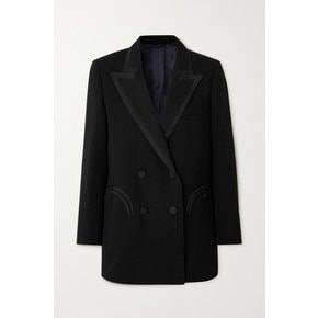 Resolute Everyday Double-breasted Silk-trimmed Wool-crepe Blazer 블랙