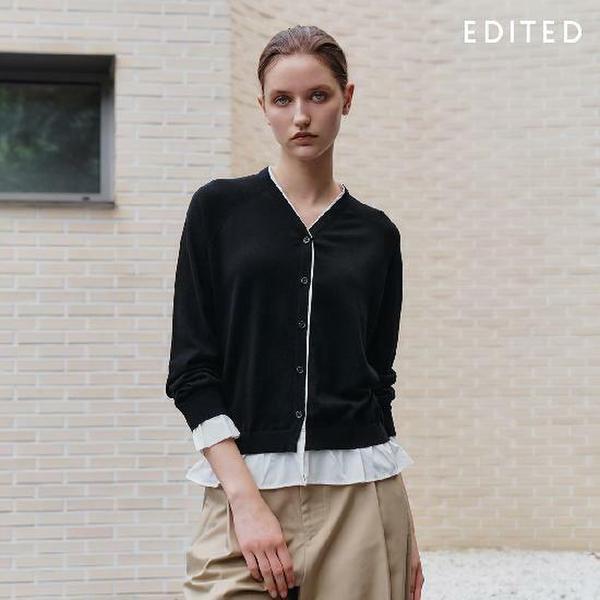 [25FW] 에디티드 캐시미어울  혼방  배색  가디건