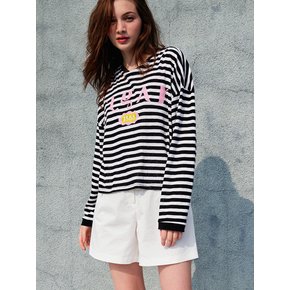 Loose Fit Drop Shoulder Stripe T-shirt_Black