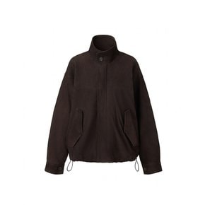 Italian suede High-neck overfit Jumper_Deep brown