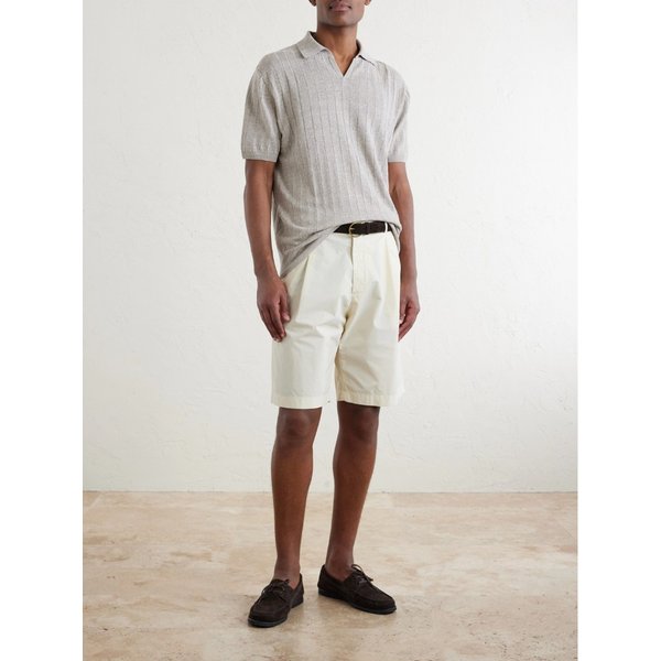 스트레이트 레그 플리츠 코튼 블렌드 포플린 쇼츠 46376663163084357