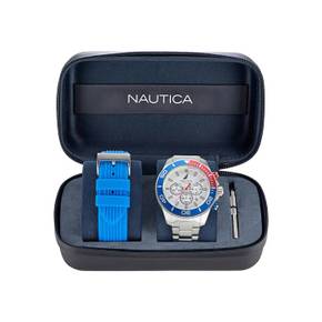 3948522 Nautica Mens One Stainless Steel And Silicone Watch Box Set