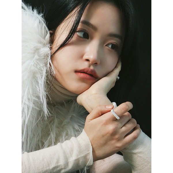 스퀘어 풀 파베 큐빅 반지