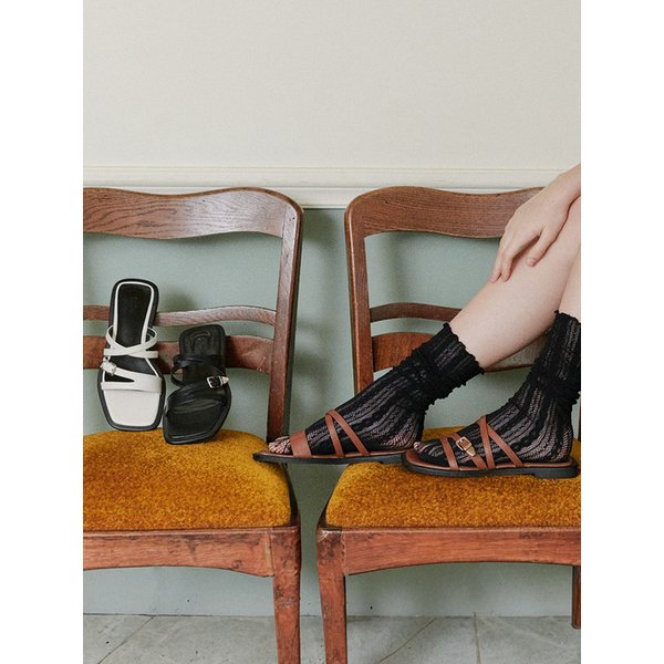 [리퍼브]rfb7053 Belt X-Strap Mules - 3 Colors