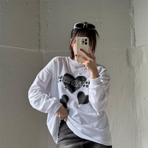 / 럽미 하트 프린팅 루즈핏 맨투맨 긴팔 쭉티