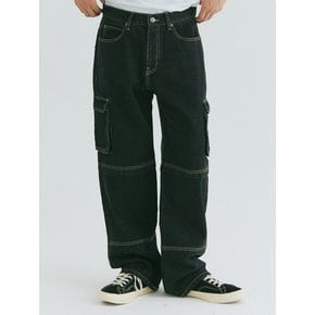 CARGO POCKET WIDE DENIM [BLACK]