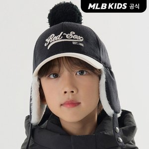 MLB키즈 (공식)24FW 바시티 배색 멜톤 폼폼 귀달이 캡 BOS (Black) 7AWMV0146-43BKS