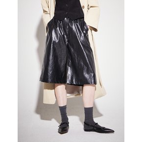 Leather bermuda shorts_black