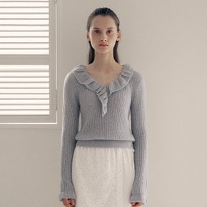 FRILL COLLAR KNIT GRAY