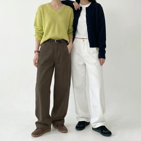 버밍 S~2XL 3단기장 배럴레그 커브드 코튼 절개 히든밴딩 와이드 팬츠 봄 여성 바지