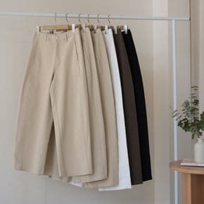 버밍 S~2XL 3단기장 배럴레그 커브드 코튼 절개 히든밴딩 와이드 팬츠 봄 여성 바지