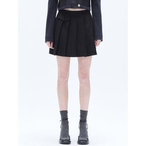 FLAP PLEATED MINI SKIRT_BLACK